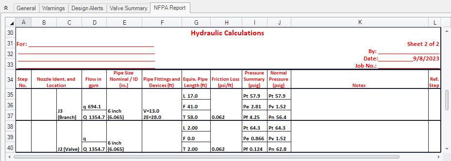 Page 2 of the NFPA report in the Output window.